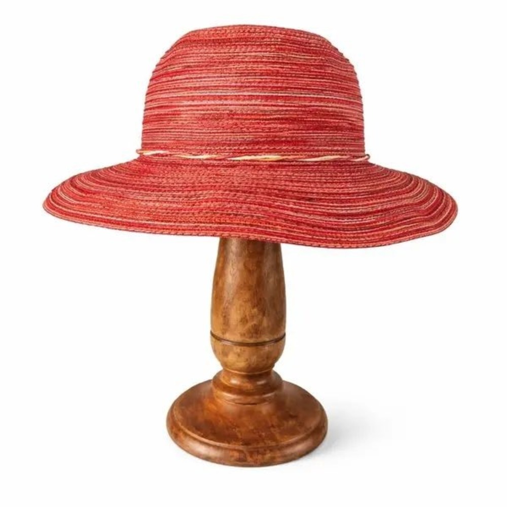 Angela & William Sun Hat Red Orange Woven UPF 50+ 100% Cotton Beachwear Resort